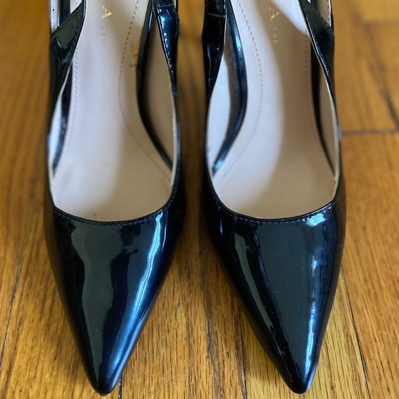 Zara black patent/faux suede slingback heels, Size: 7 - Picture 2 of 8